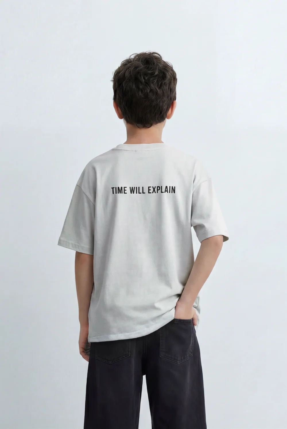 Boy's Tomato Store Oversized T-Shirt With Minimal Front Graphic Print Crew Neck Short Sleeves - Image 10