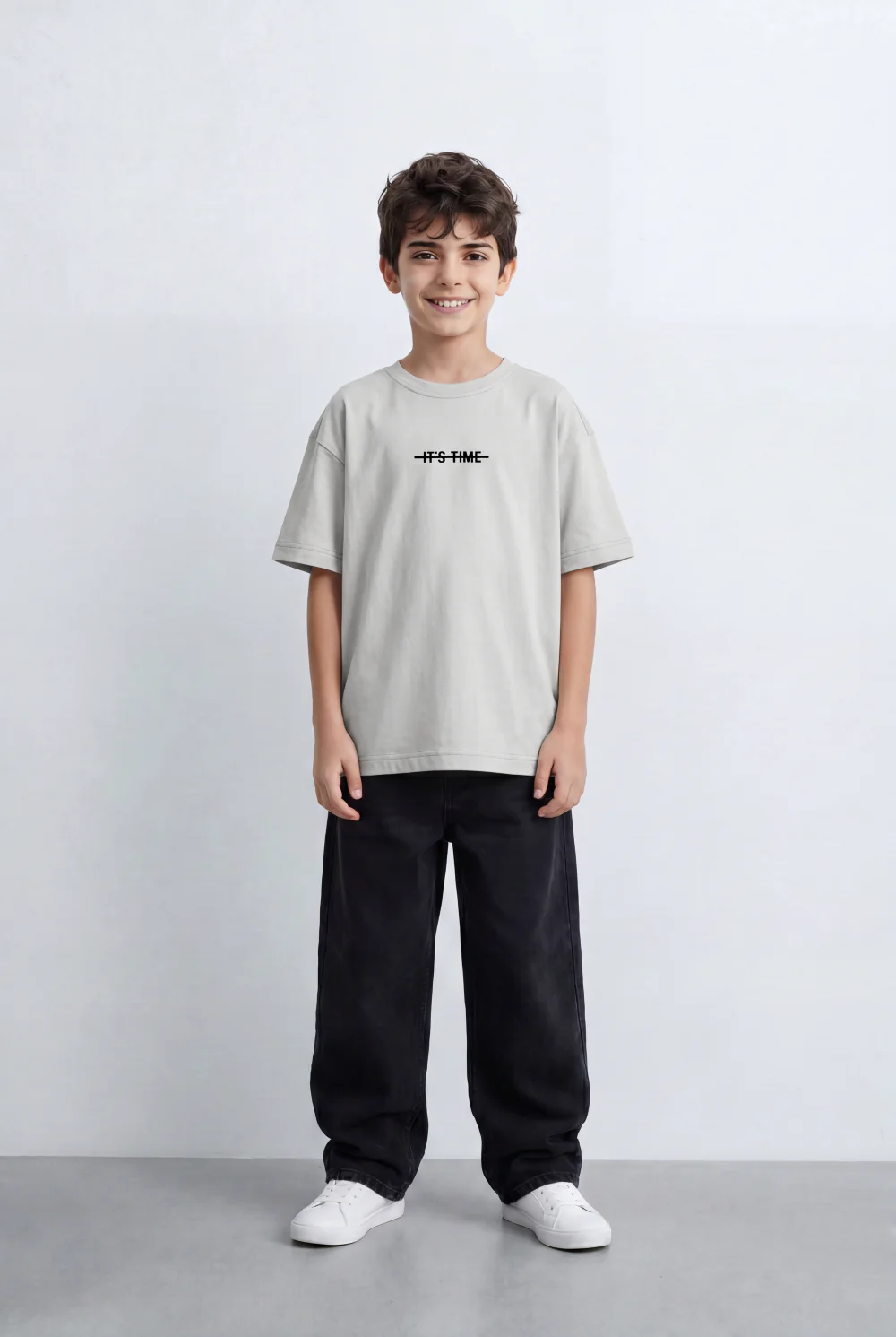 Boy's Tomato Store Oversized T-Shirt With Minimal Front Graphic Print Crew Neck Short Sleeves - Image 11