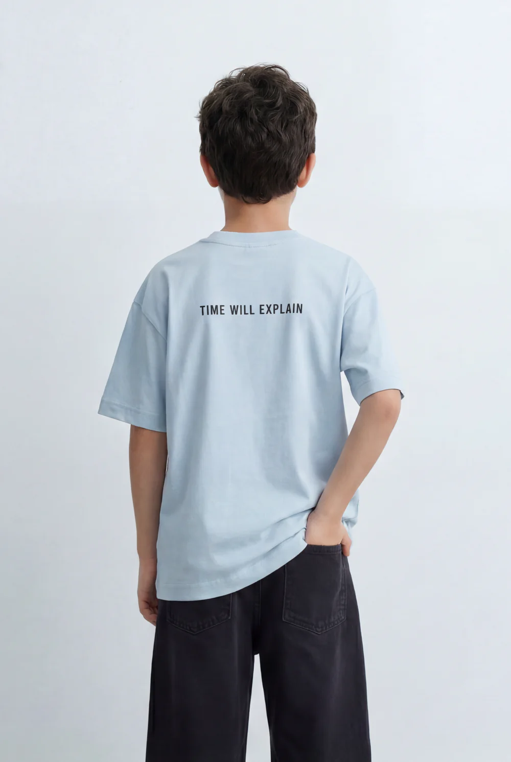 Boy's Tomato Store Oversized T-Shirt With Minimal Front Graphic Print Crew Neck Short Sleeves - Image 2