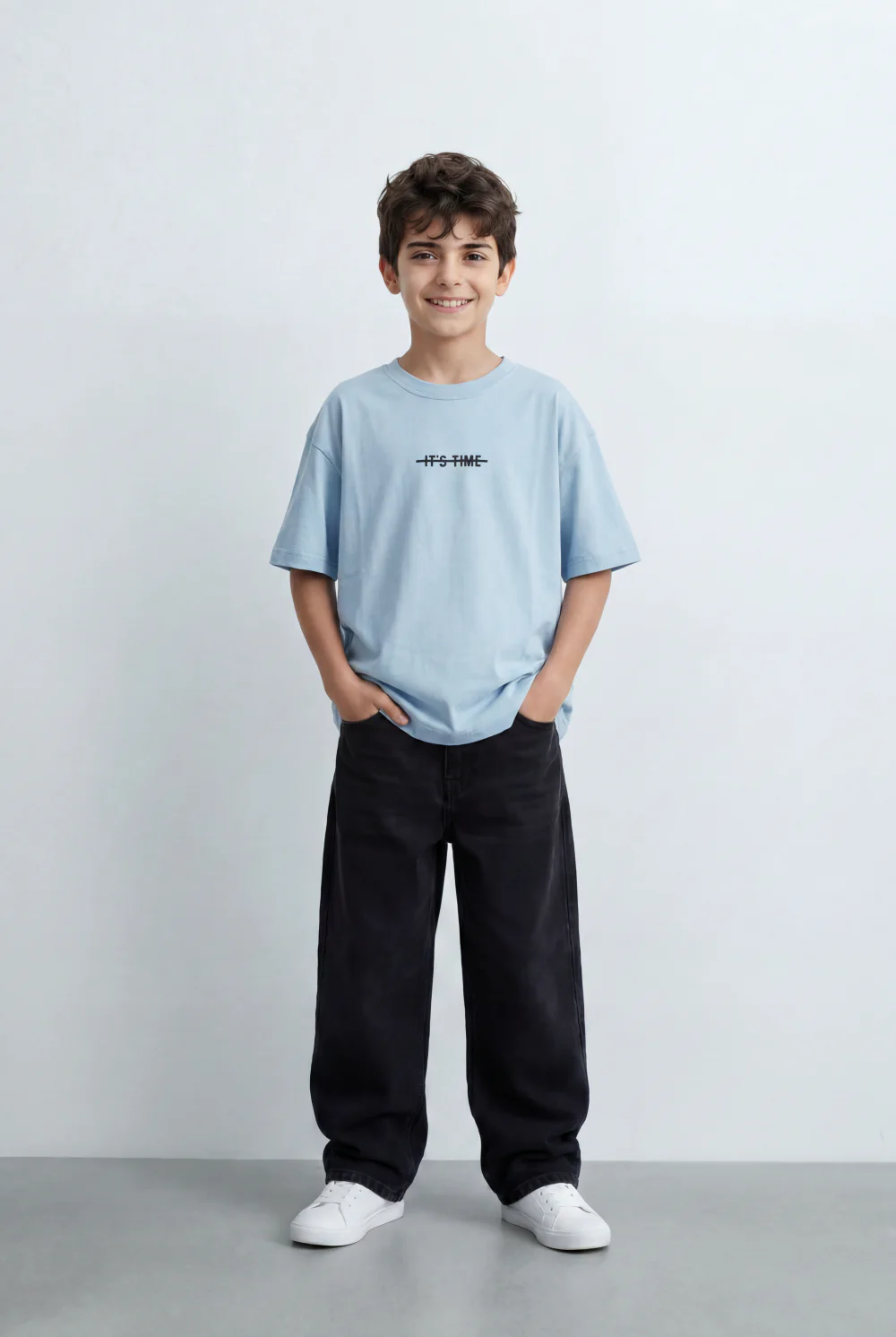 Boy's Tomato Store Oversized T-Shirt With Minimal Front Graphic Print Crew Neck Short Sleeves - Image 3