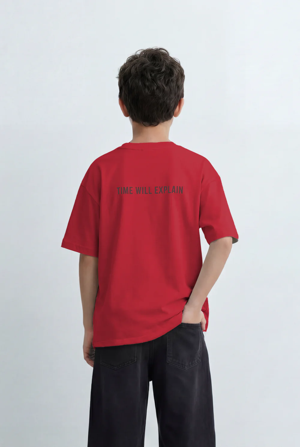 Boy's Tomato Store Oversized T-Shirt With Minimal Front Graphic Print Crew Neck Short Sleeves - Image 6