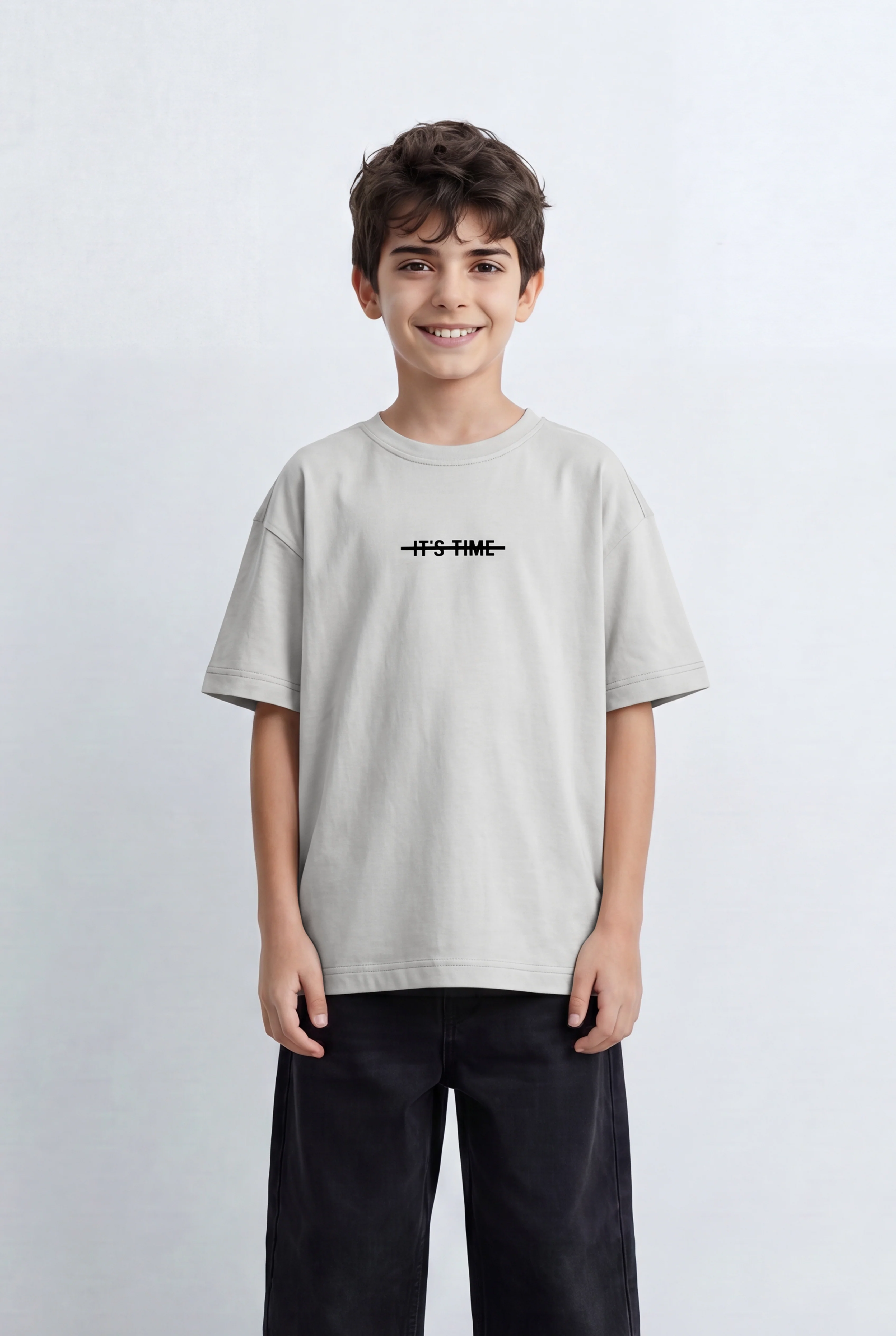 Boy's Tomato Store Oversized T-Shirt With Minimal Front Graphic Print Crew Neck Short Sleeves - Image 9