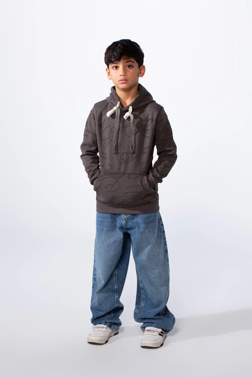 Boy’s Abstract Scribble Print Long Sleeves Slim Fit Hood Sweatshirt - Image 4