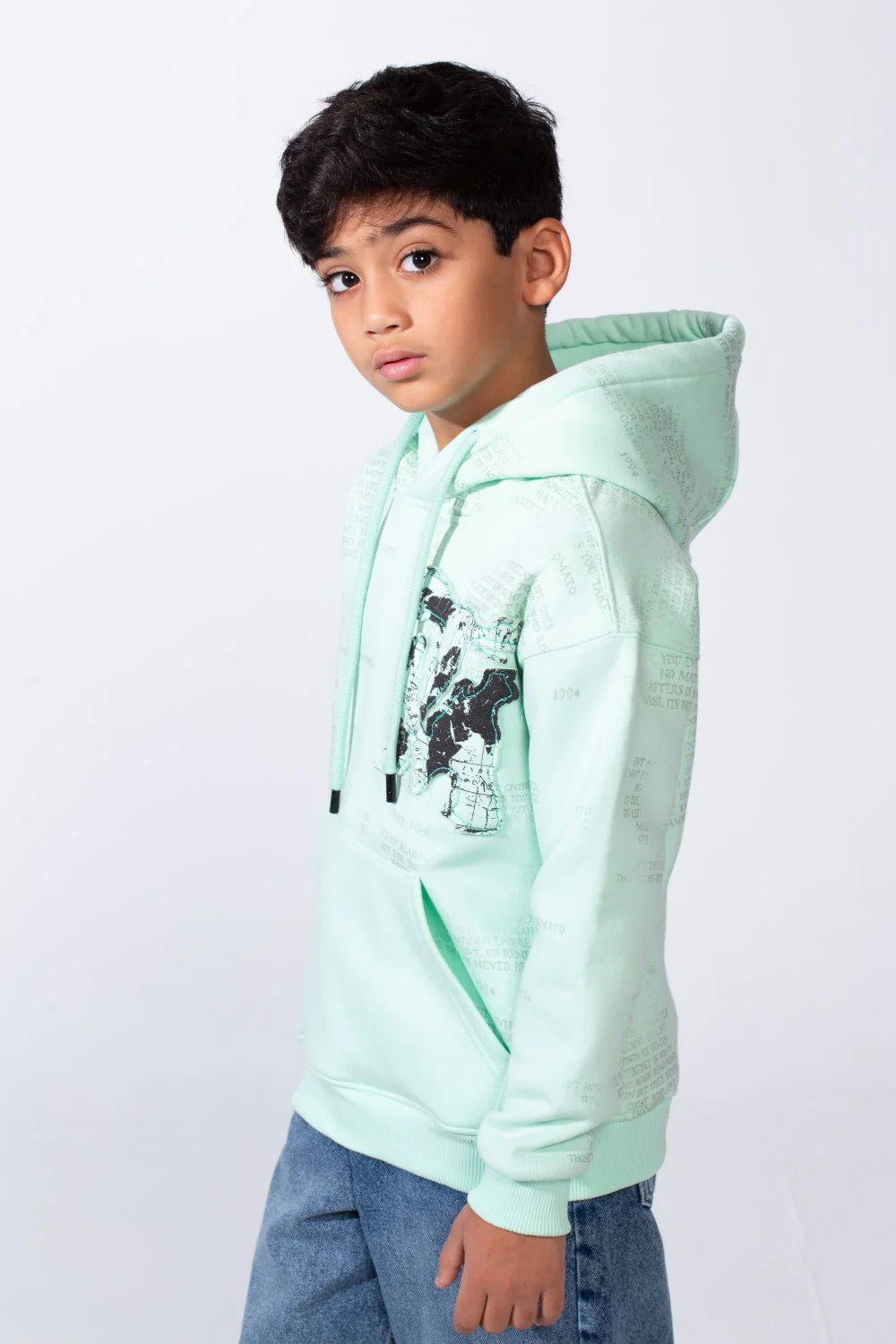 Boy’s All-Over Text Print Oversize Melton Hooded Sweatshirt - Image 11