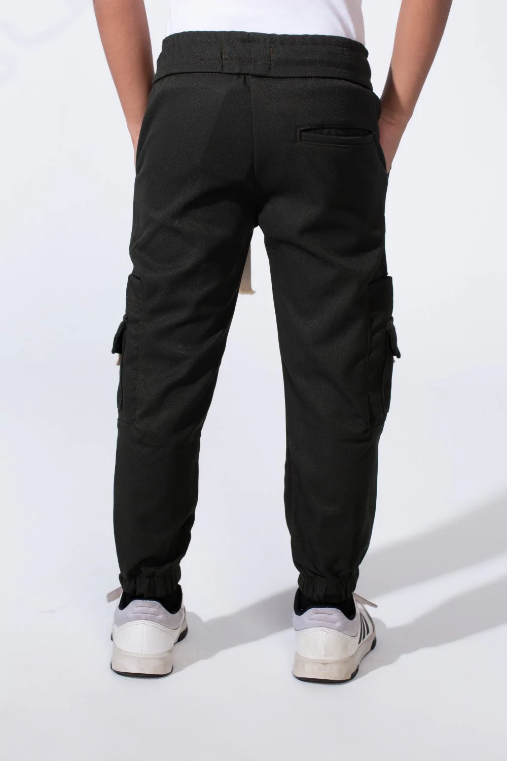 Boy’s Casual Sherwal Trousers Pants Featuring Multiple Gabardine Cargo Pockets Elastic Waistband with Adjustable Drawstring - Image 10