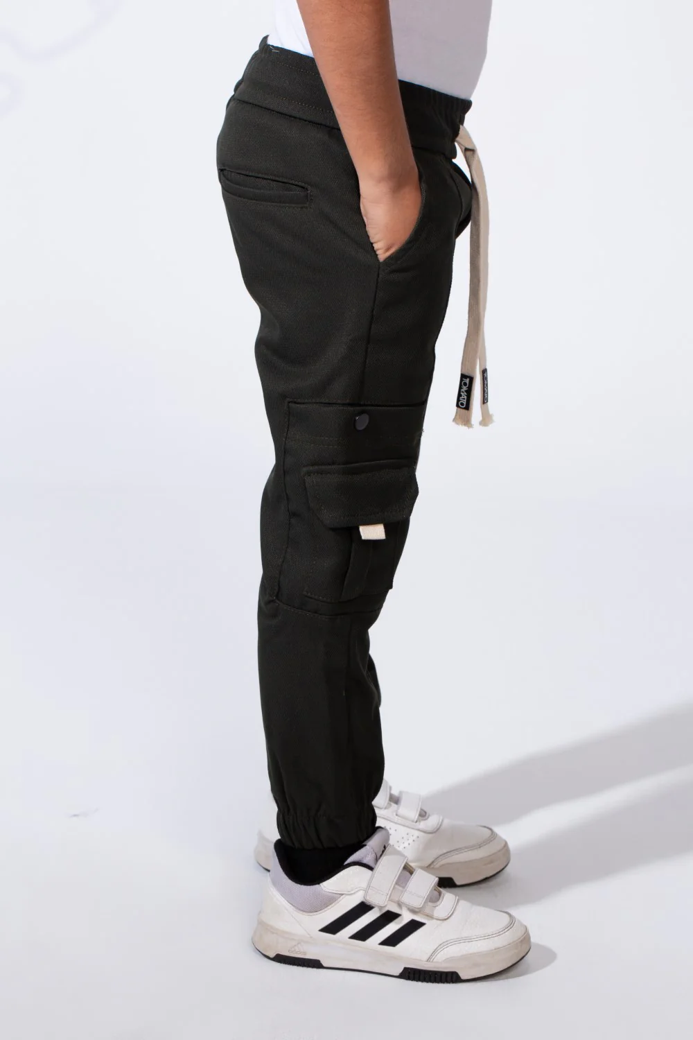 Boy’s Casual Sherwal Trousers Pants Featuring Multiple Gabardine Cargo Pockets Elastic Waistband with Adjustable Drawstring - Image 12