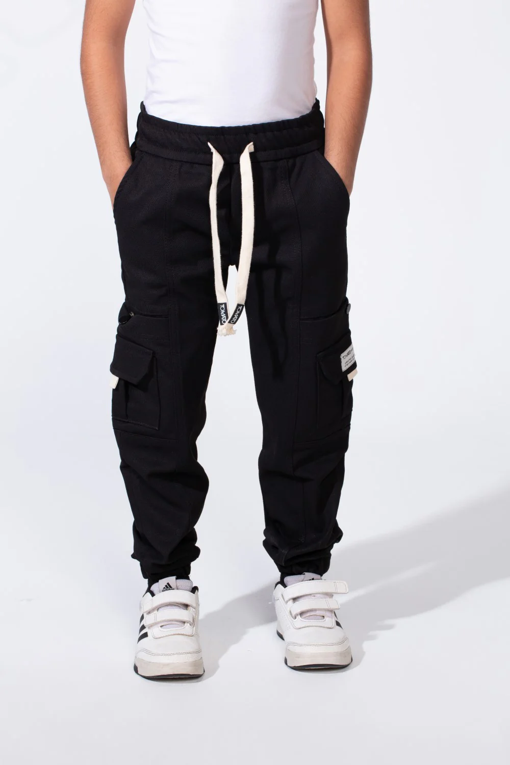 Boy’s Casual Sherwal Trousers Pants Featuring Multiple Gabardine Cargo Pockets Elastic Waistband with Adjustable Drawstring - Image 5