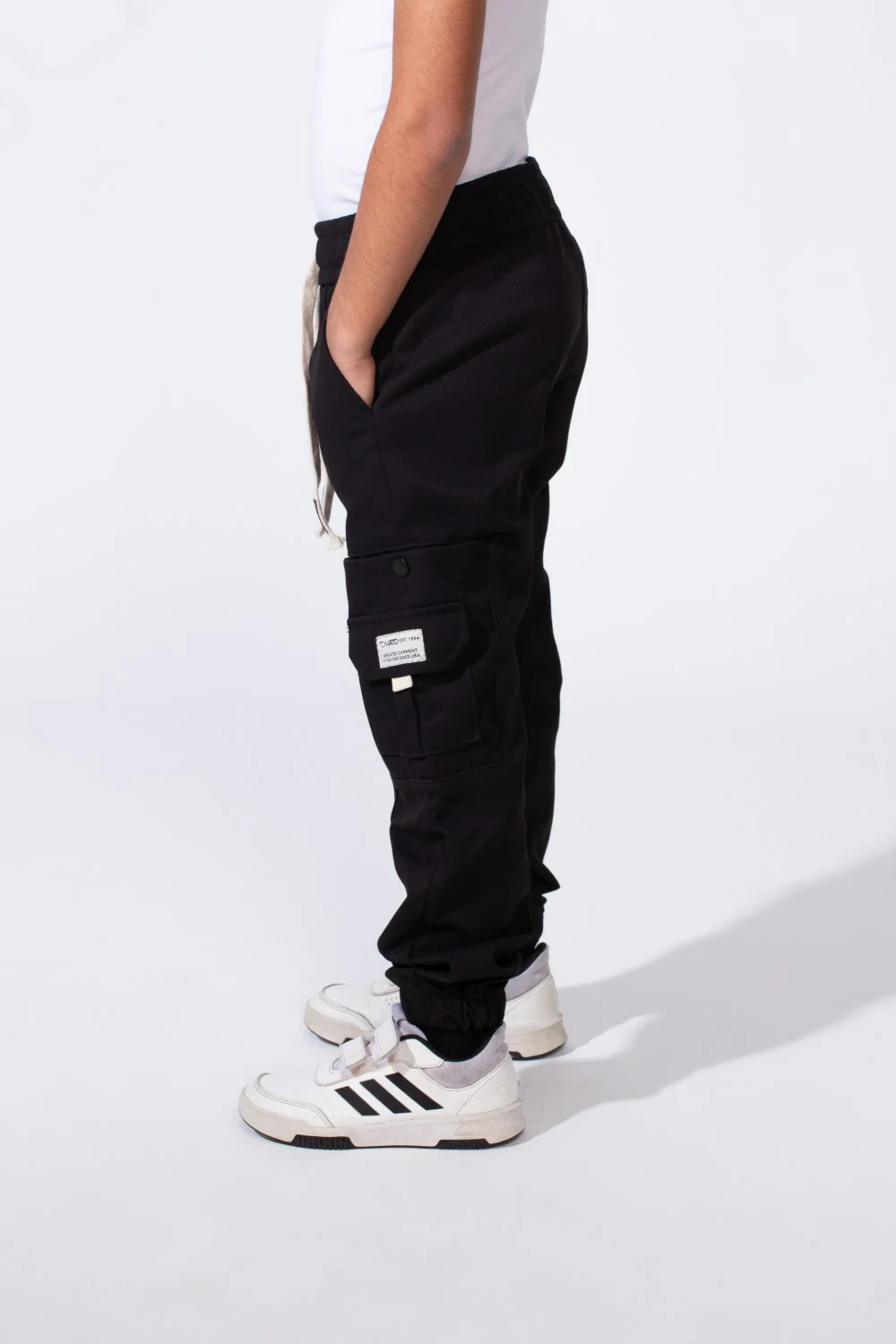 Boy’s Casual Sherwal Trousers Pants Featuring Multiple Gabardine Cargo Pockets Elastic Waistband with Adjustable Drawstring - Image 7