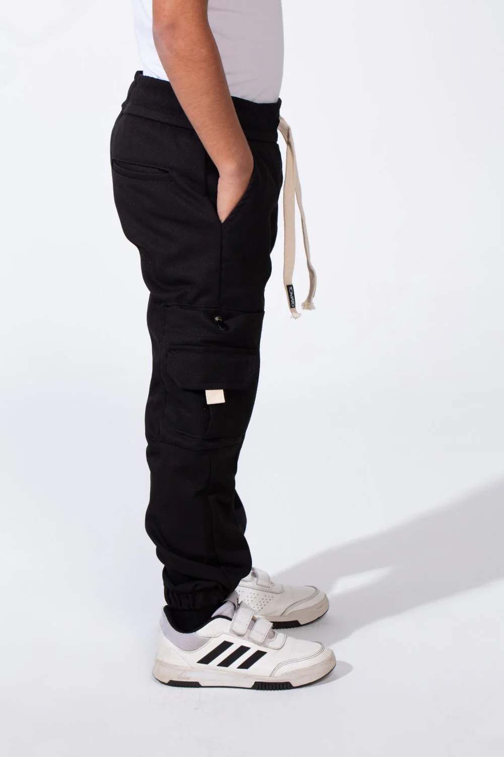 Boy’s Casual Sherwal Trousers Pants Featuring Multiple Gabardine Cargo Pockets Elastic Waistband with Adjustable Drawstring - Image 8