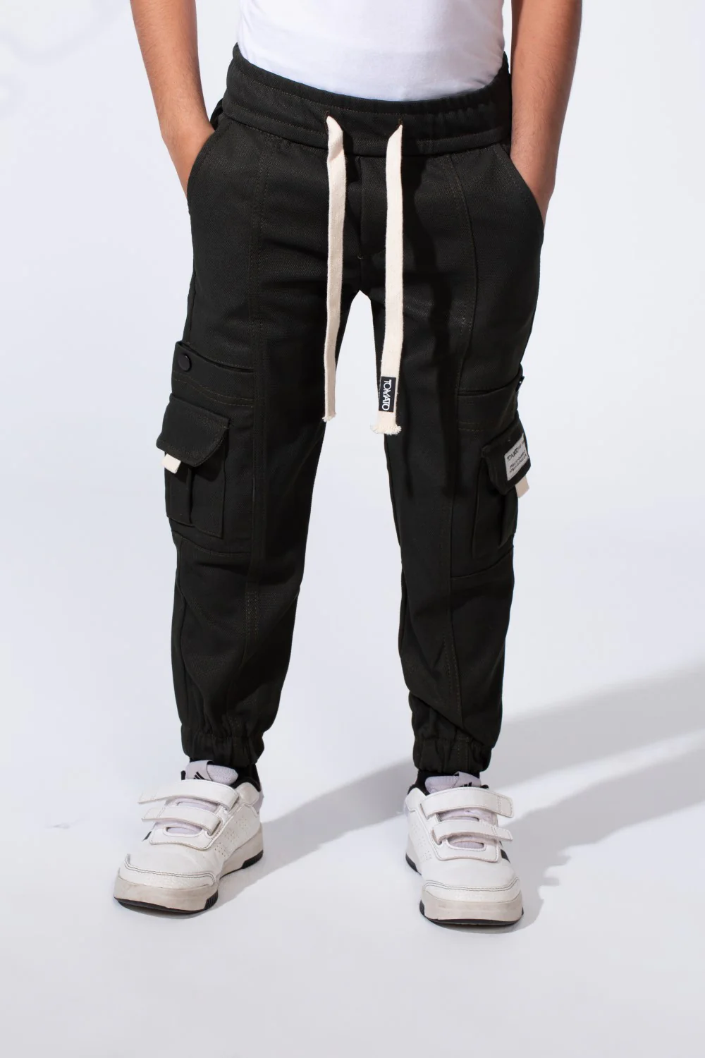 Boy’s Casual Sherwal Trousers Pants Featuring Multiple Gabardine Cargo Pockets Elastic Waistband with Adjustable Drawstring - Image 9
