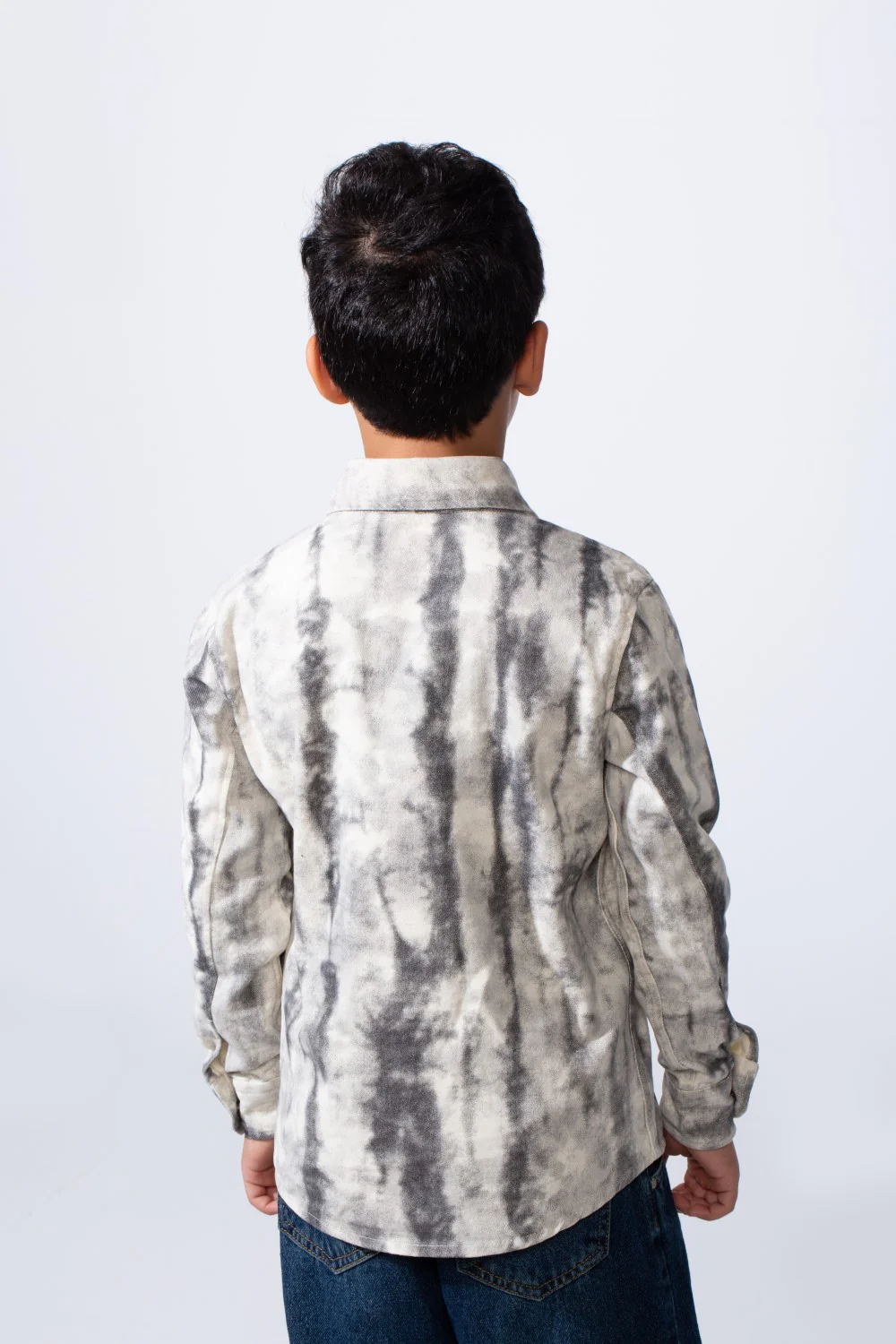 Boy’s Cloud Tie-Dye Print Jakar Gabardine Slim Fit Shirt With Front Pockets Shirt - Image 10