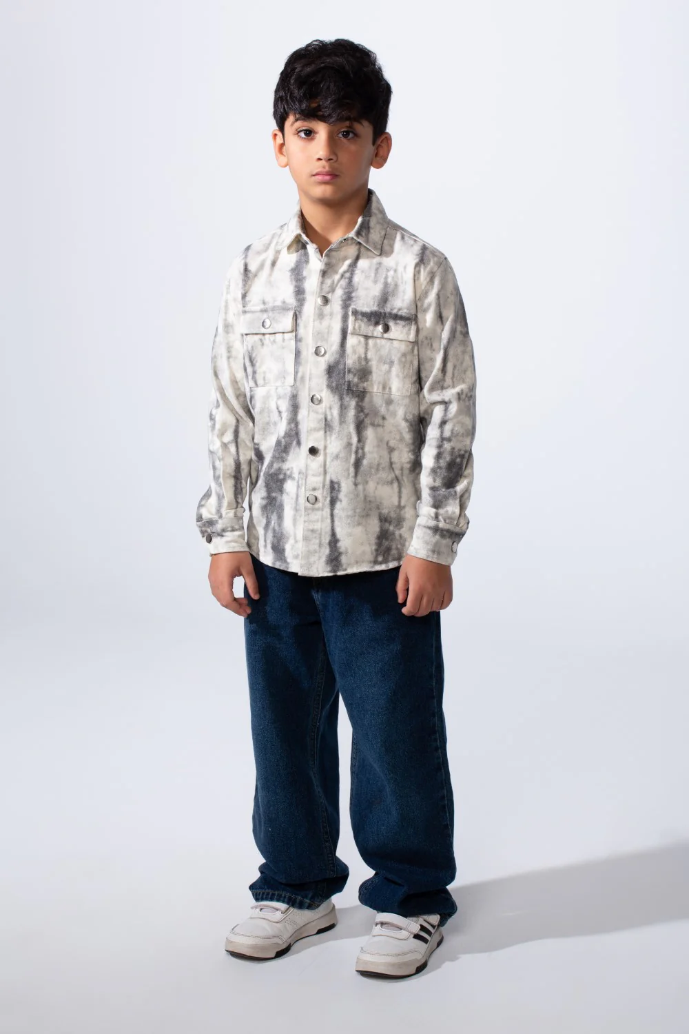 Boy’s Cloud Tie-Dye Print Jakar Gabardine Slim Fit Shirt With Front Pockets Shirt - Image 12