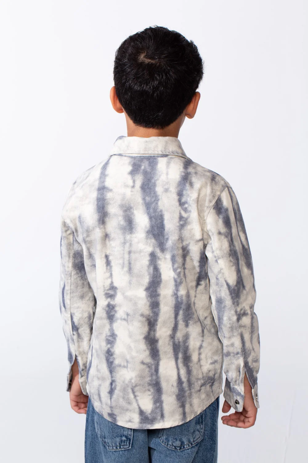 Boy’s Cloud Tie-Dye Print Jakar Gabardine Slim Fit Shirt With Front Pockets Shirt - Image 2