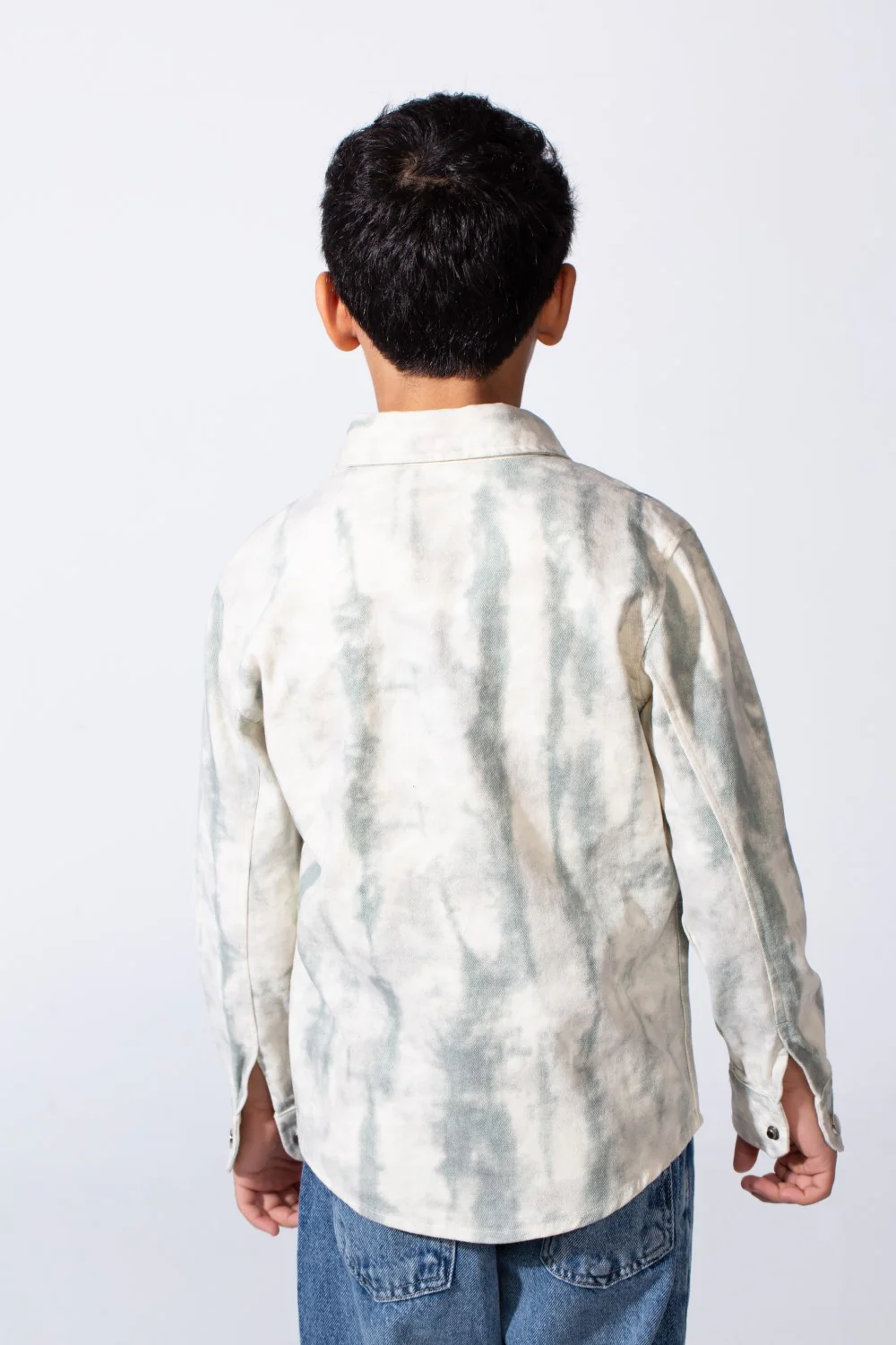 Boy’s Cloud Tie-Dye Print Jakar Gabardine Slim Fit Shirt With Front Pockets Shirt - Image 6
