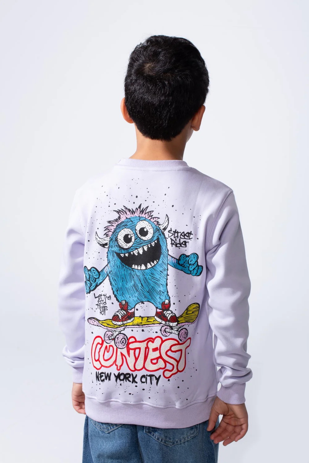 Boy’s Front Graphic Print Slim Fit Long Sleeve Crew Neck Sweatshirt - Image 10