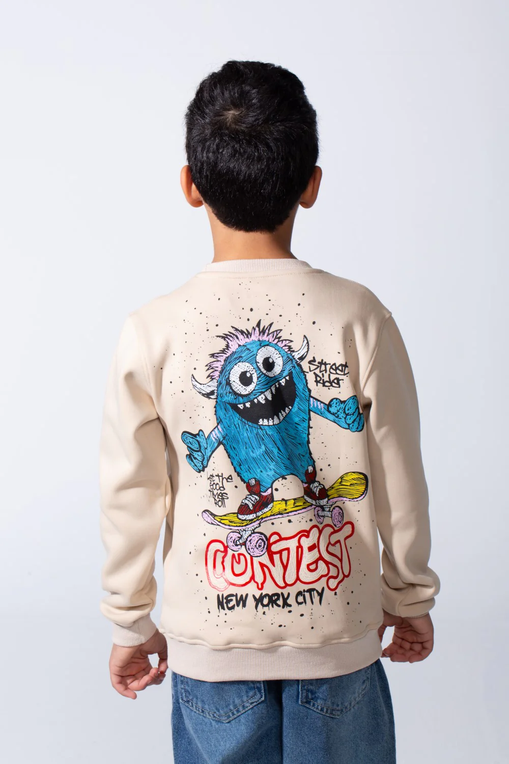 Boy’s Front Graphic Print Slim Fit Long Sleeve Crew Neck Sweatshirt - Image 2