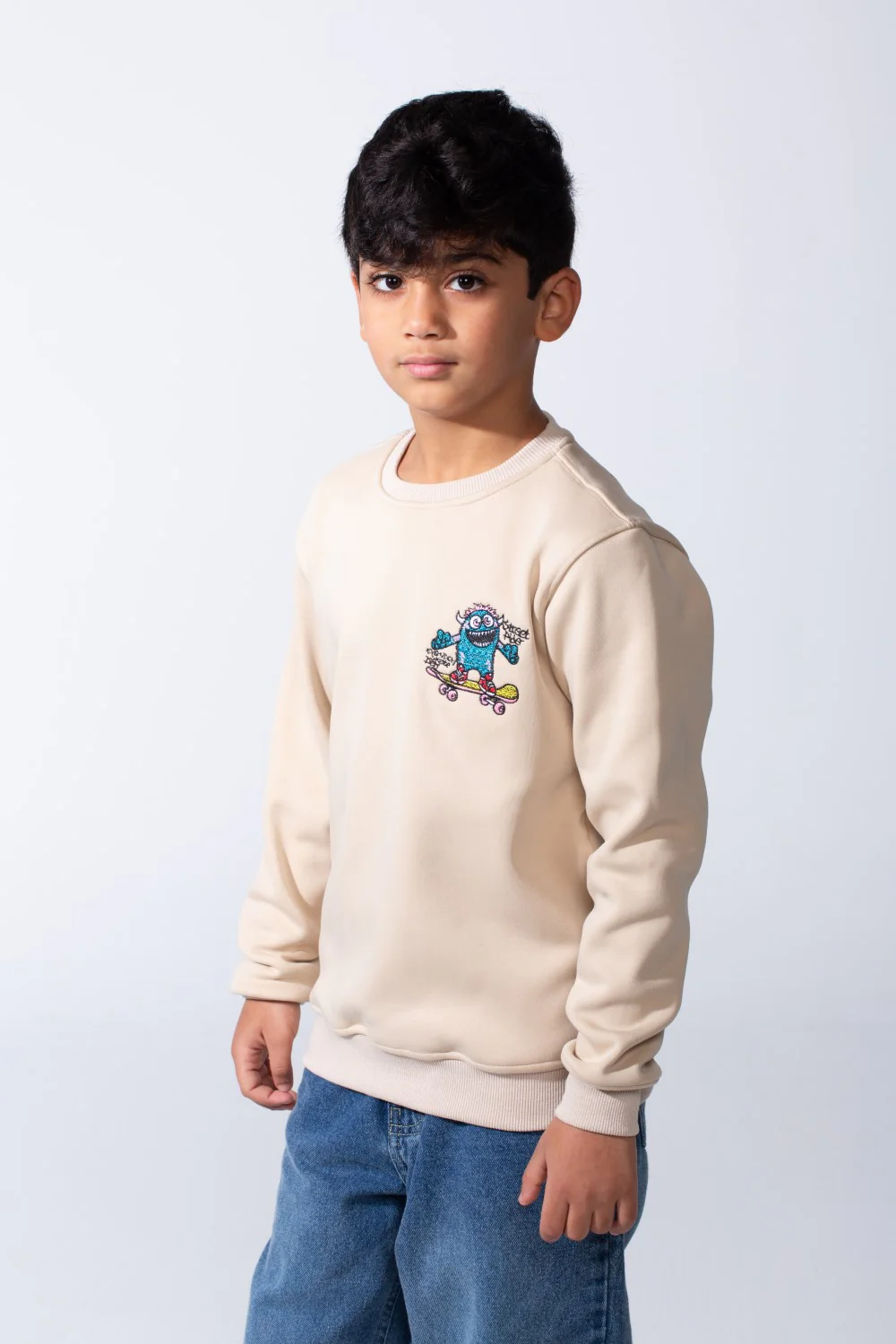 Boy’s Front Graphic Print Slim Fit Long Sleeve Crew Neck Sweatshirt - Image 3