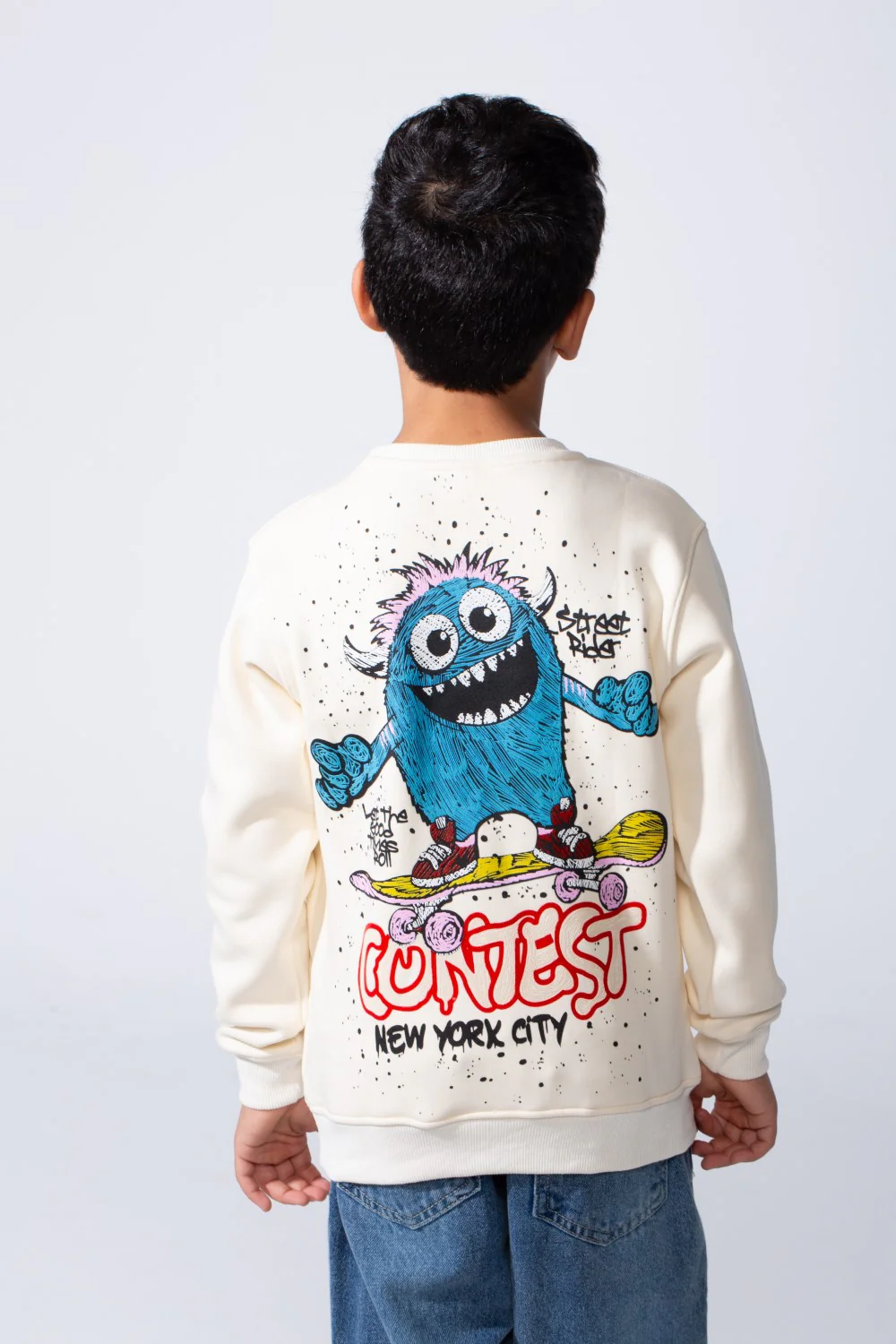 Boy’s Front Graphic Print Slim Fit Long Sleeve Crew Neck Sweatshirt - Image 6