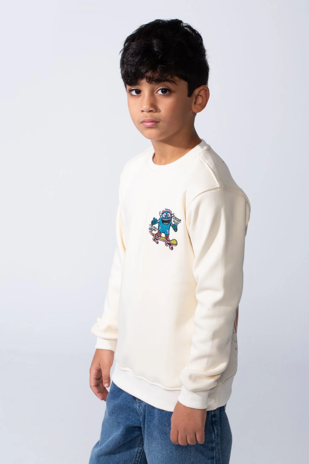 Boy’s Front Graphic Print Slim Fit Long Sleeve Crew Neck Sweatshirt - Image 7