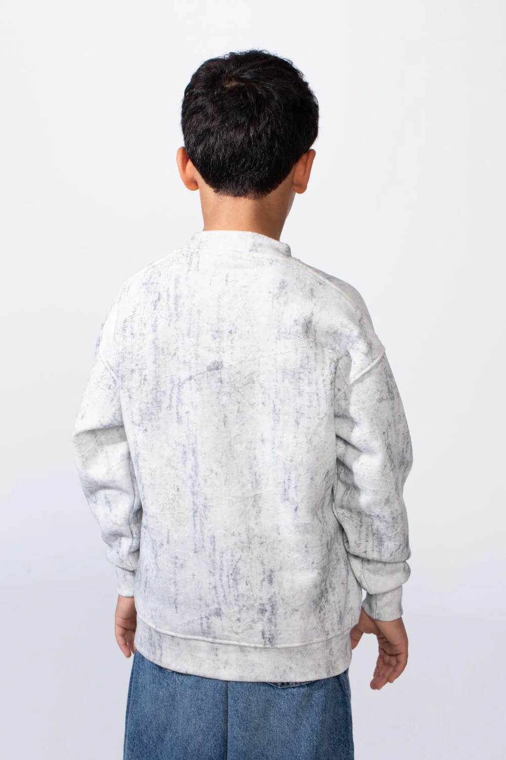 Boy’s Marble Print Crew Neck Long Sleeves Slim Fit Sweatshirt - Image 10