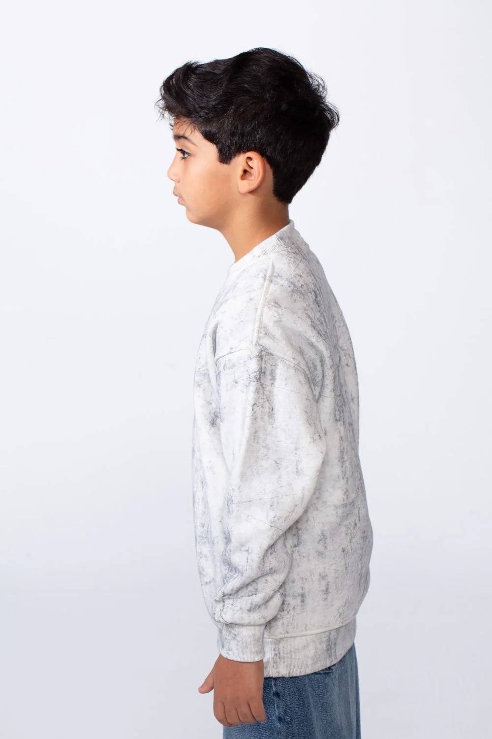 Boy’s Marble Print Crew Neck Long Sleeves Slim Fit Sweatshirt - Image 11