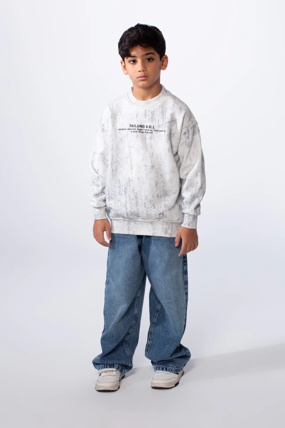 Boy’s Marble Print Crew Neck Long Sleeves Slim Fit Sweatshirt - Image 12
