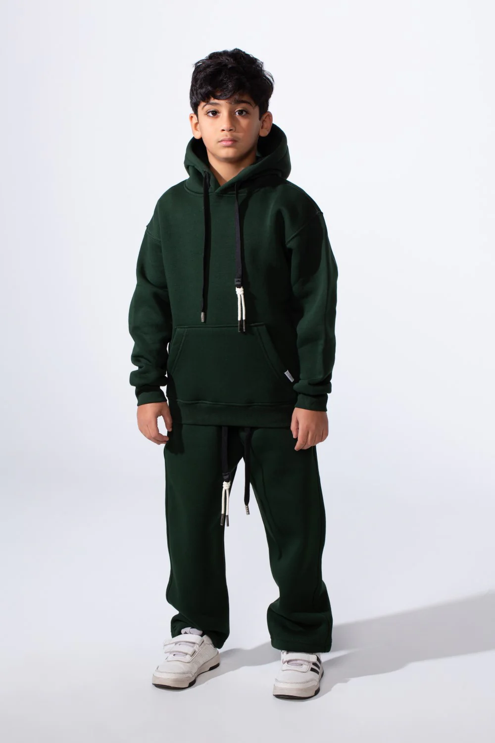 Boy’s Melton Oversize Plain Practical Front Pocket Two Piece Hood Outfit Set