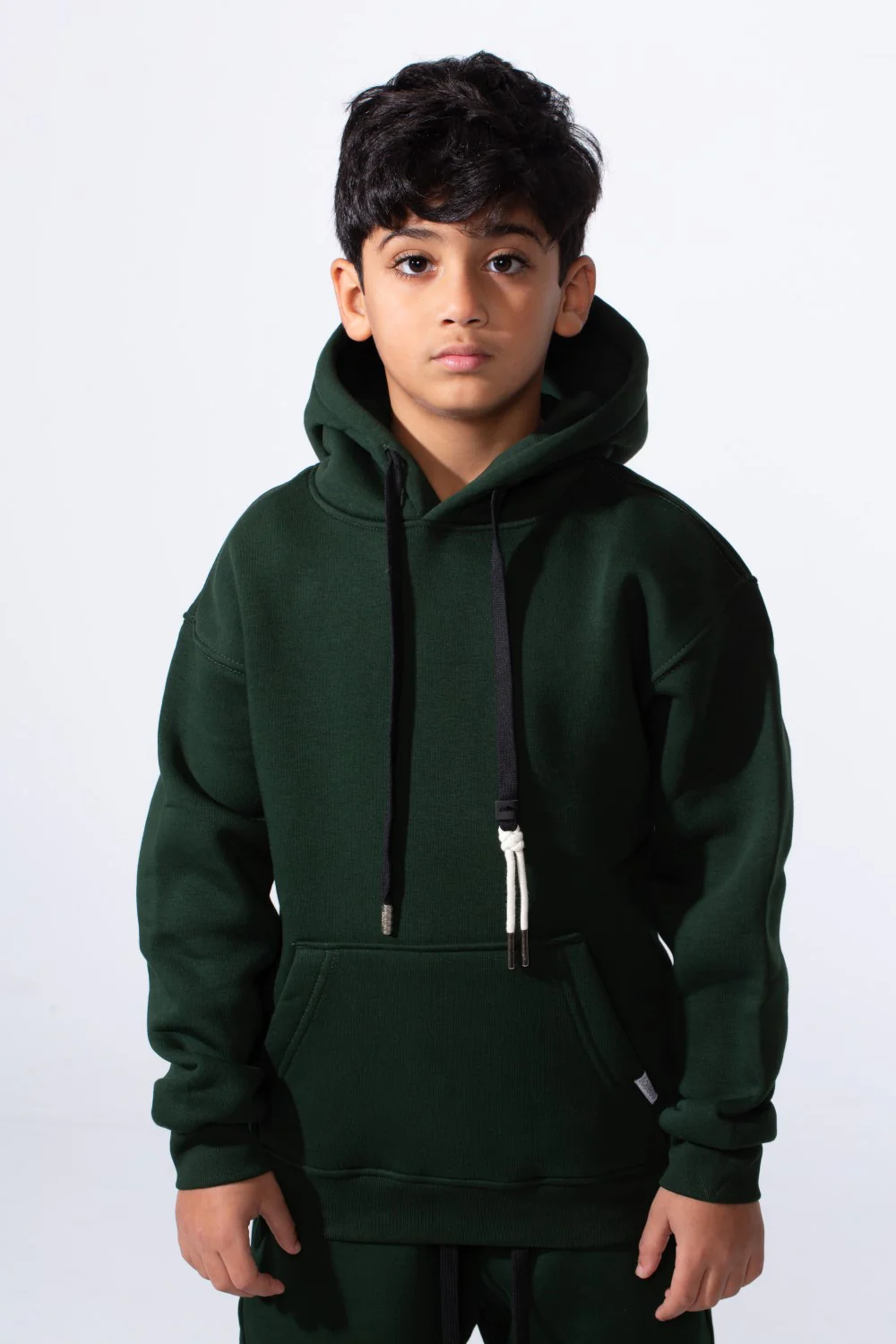 Boy’s Melton Oversize Plain Practical Front Pocket Two Piece Hood Outfit Set - Image 3