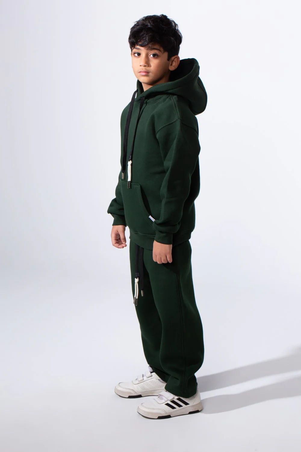 Boy’s Melton Oversize Plain Practical Front Pocket Two Piece Hood Outfit Set - Image 4