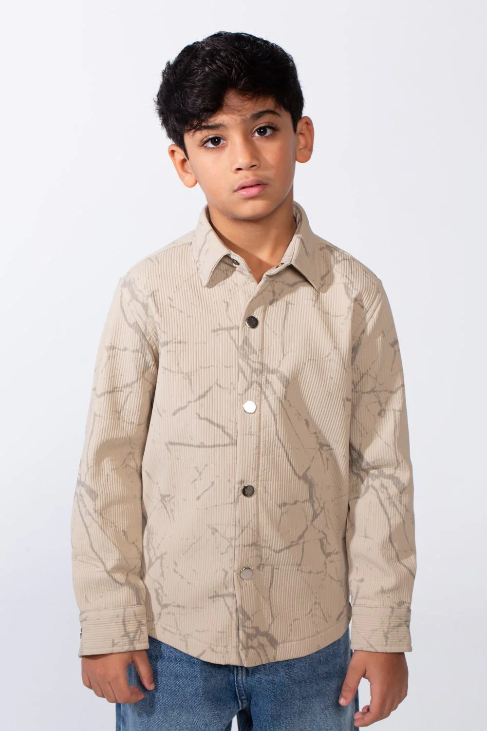 Boy’s Modern Marble Design Button-Up Jakar Slim Fit Shirt