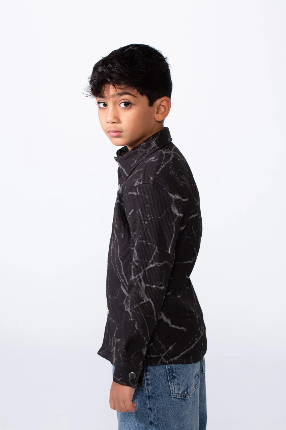 Boy’s Modern Marble Design Button-Up Jakar Slim Fit Shirt - Image 9