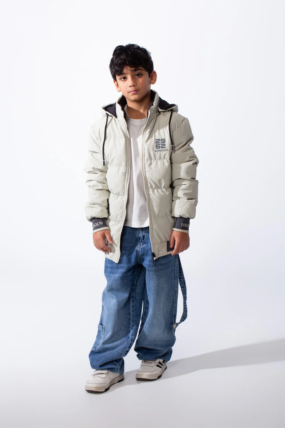 Boy’s Puffer Double Face Waterproof Ribbed Cuffs And Hem Hood Long Sleeve Jacket - Image 12