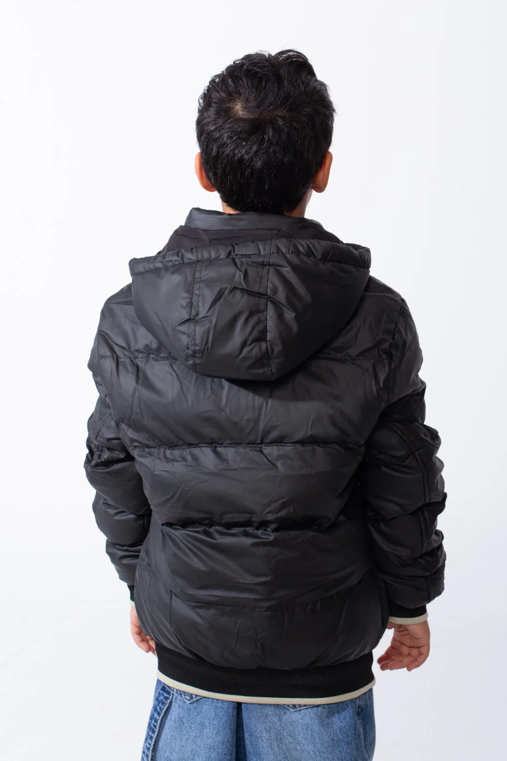 Boy’s Puffer Double Face Waterproof Ribbed Cuffs And Hem Hood Long Sleeve Jacket - Image 2