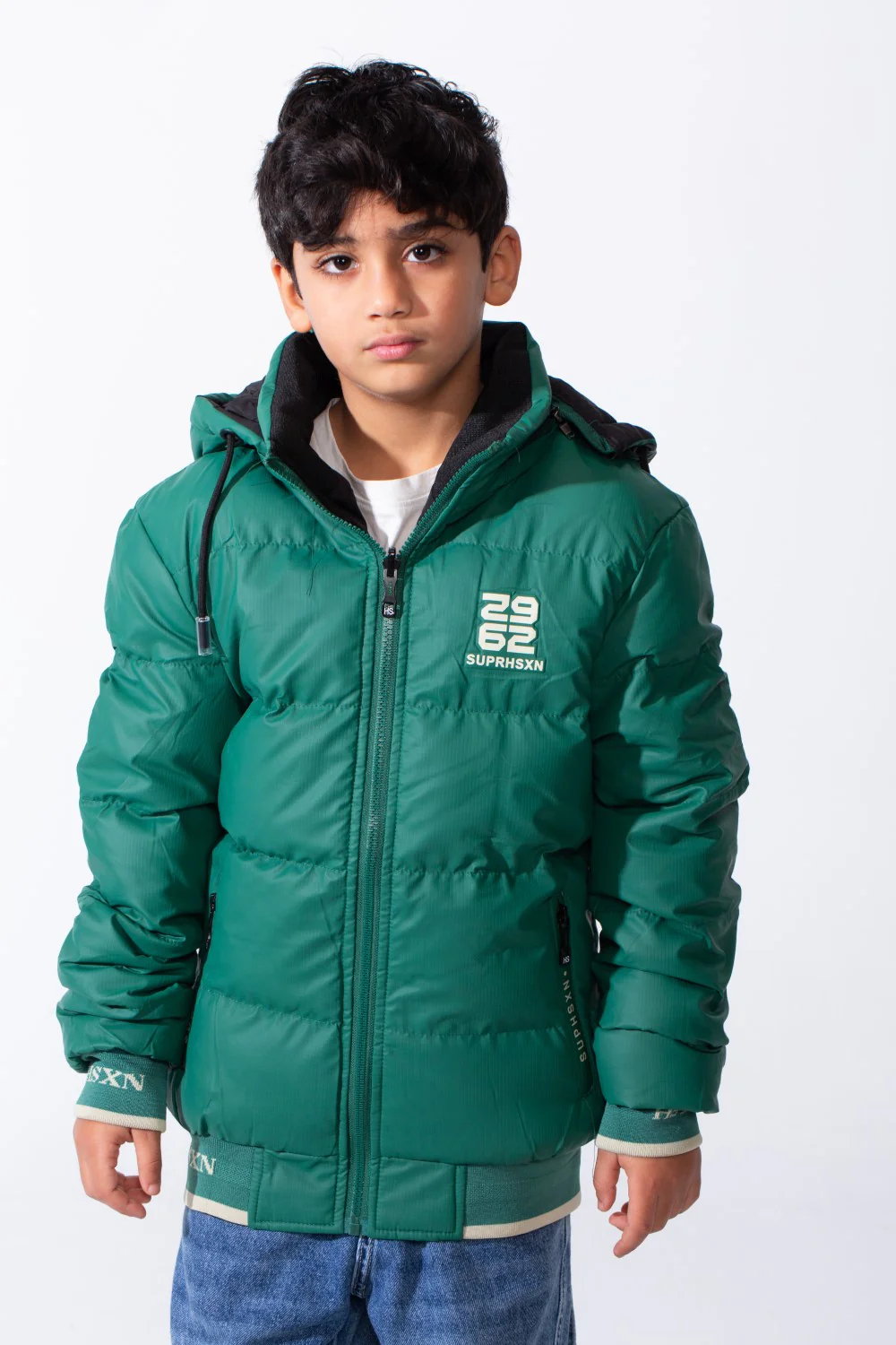Boy’s Puffer Double Face Waterproof Ribbed Cuffs And Hem Hood Long Sleeve Jacket - Image 5
