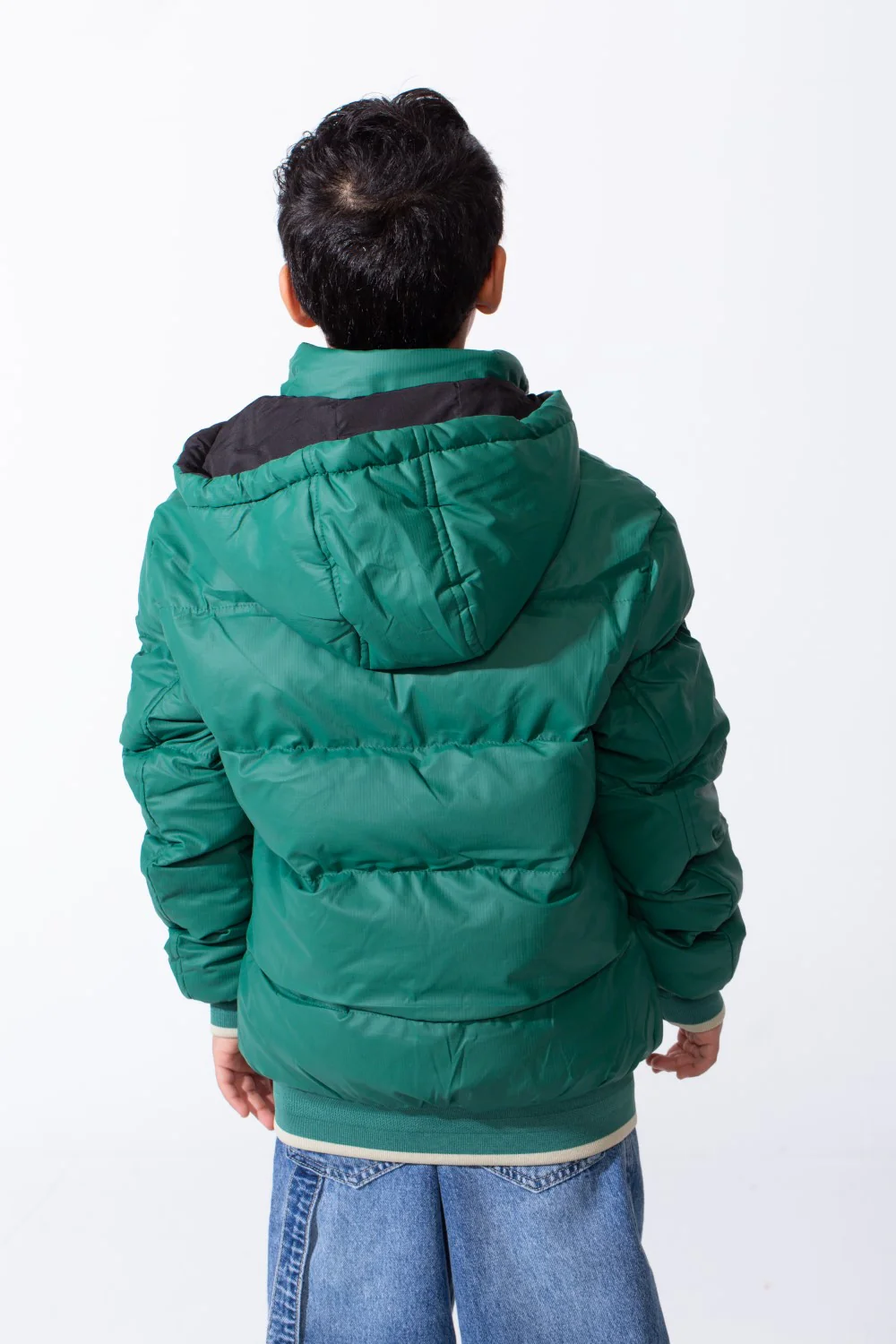 Boy’s Puffer Double Face Waterproof Ribbed Cuffs And Hem Hood Long Sleeve Jacket - Image 6