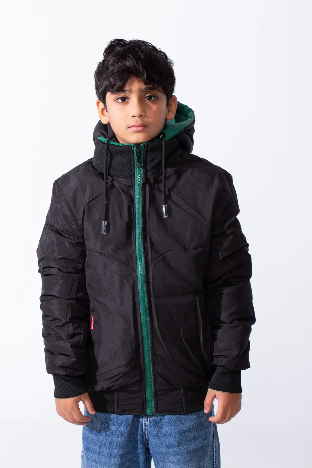 Boy’s Puffer Double Face Waterproof Ribbed Cuffs And Hem Hood Long Sleeve Jacket - Image 7
