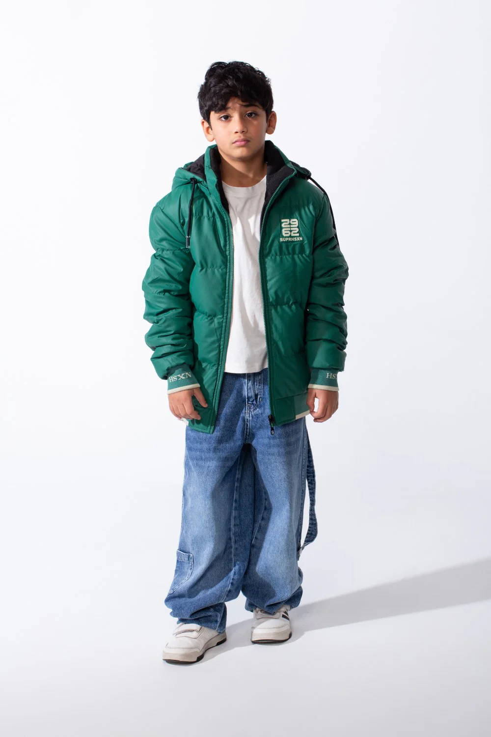 Boy’s Puffer Double Face Waterproof Ribbed Cuffs And Hem Hood Long Sleeve Jacket - Image 8