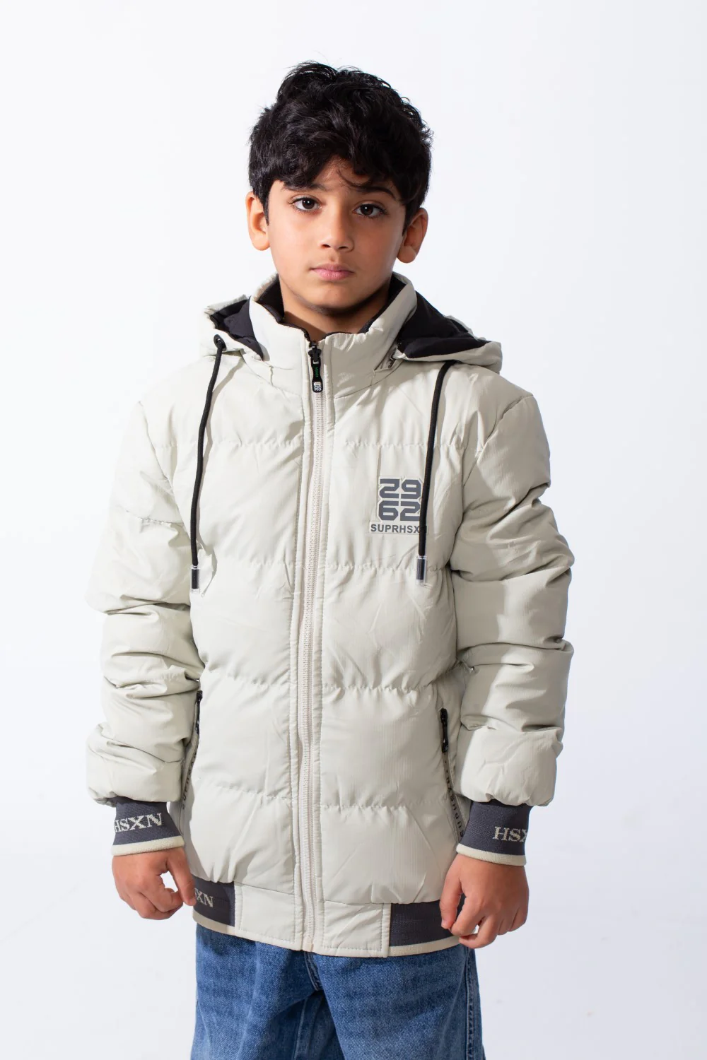 Boy’s Puffer Double Face Waterproof Ribbed Cuffs And Hem Hood Long Sleeve Jacket - Image 9