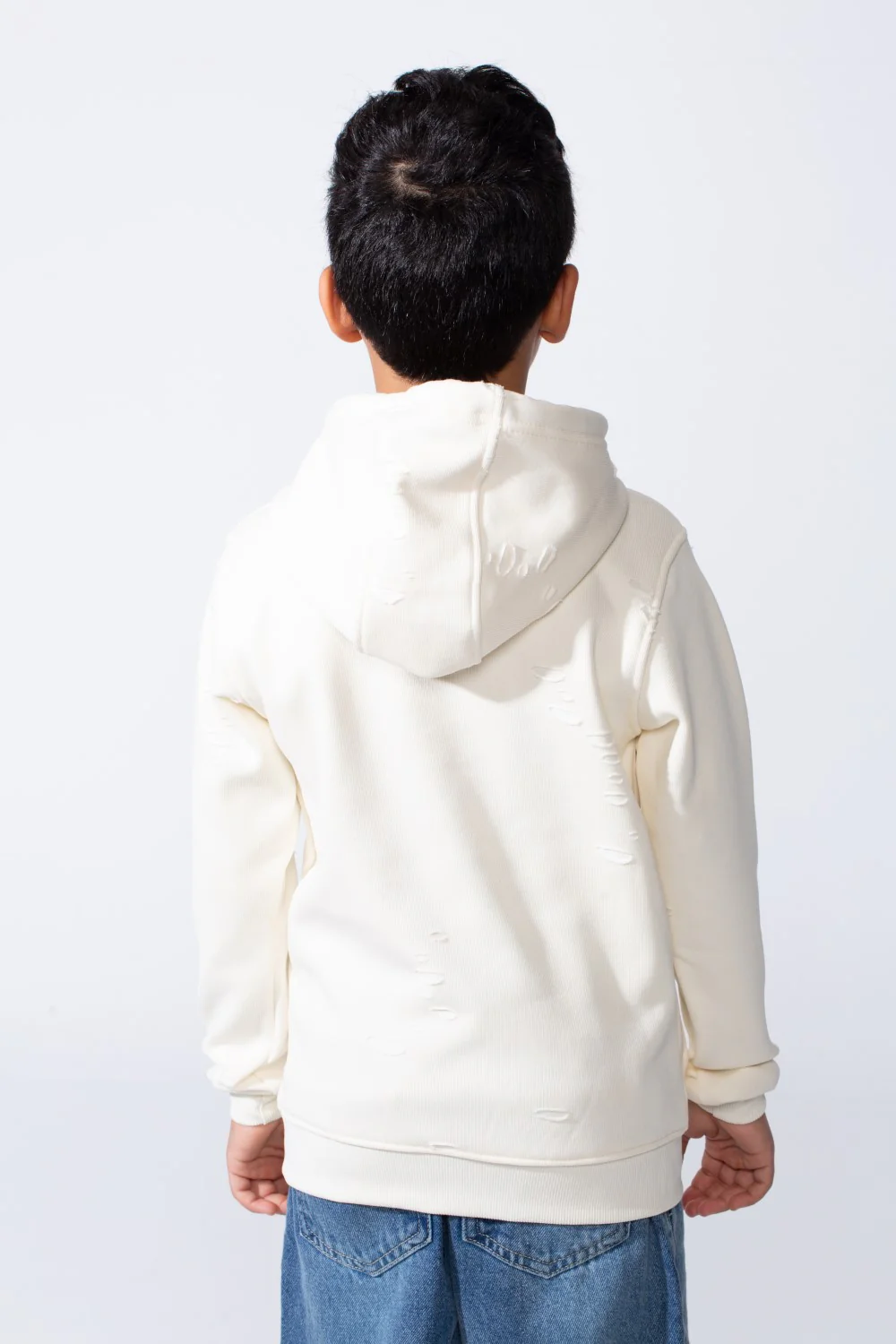 Boy’s Slim Fit Distressed Comfortable Everyday Hood Sweatshirt With Drawstring - Image 6