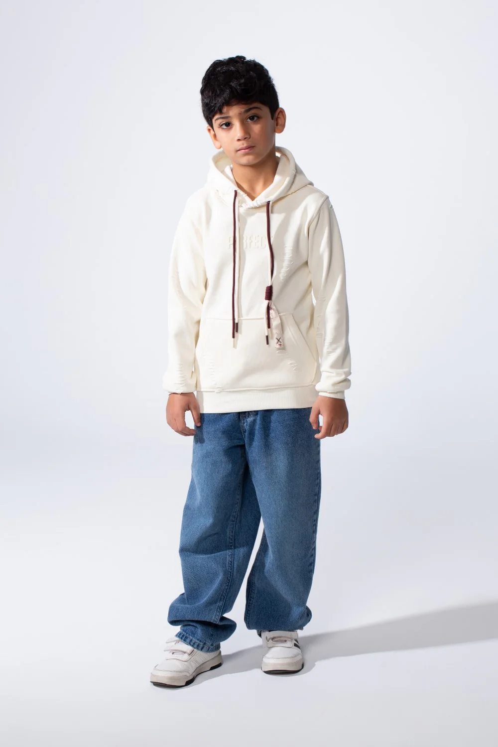 Boy’s Slim Fit Distressed Comfortable Everyday Hood Sweatshirt With Drawstring - Image 8