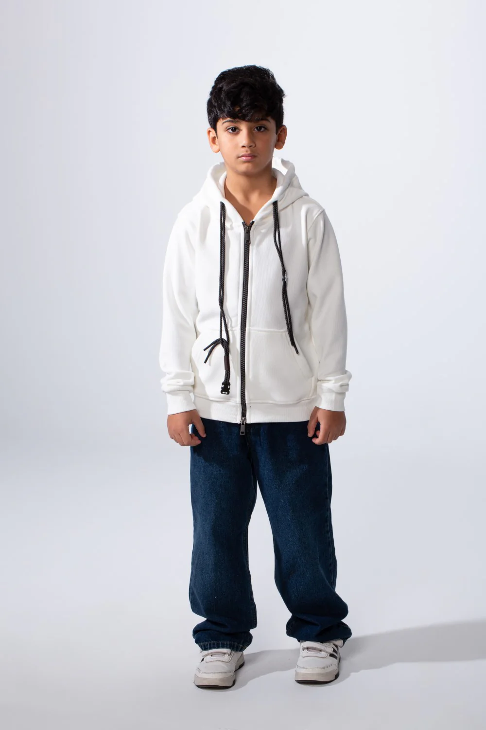 Boy’s Slim Fit Full Front Zipper Plain Essential Hood Sweatshirt - Image 12
