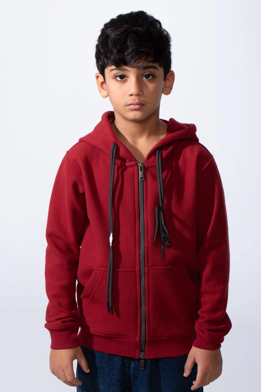 Boy’s Slim Fit Full Front Zipper Plain Essential Hood Sweatshirt - Image 13