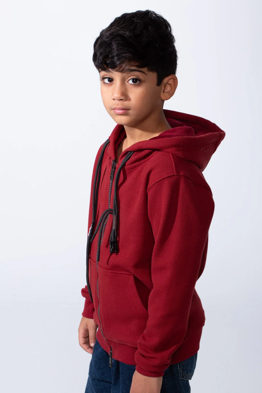 Boy’s Slim Fit Full Front Zipper Plain Essential Hood Sweatshirt - Image 15