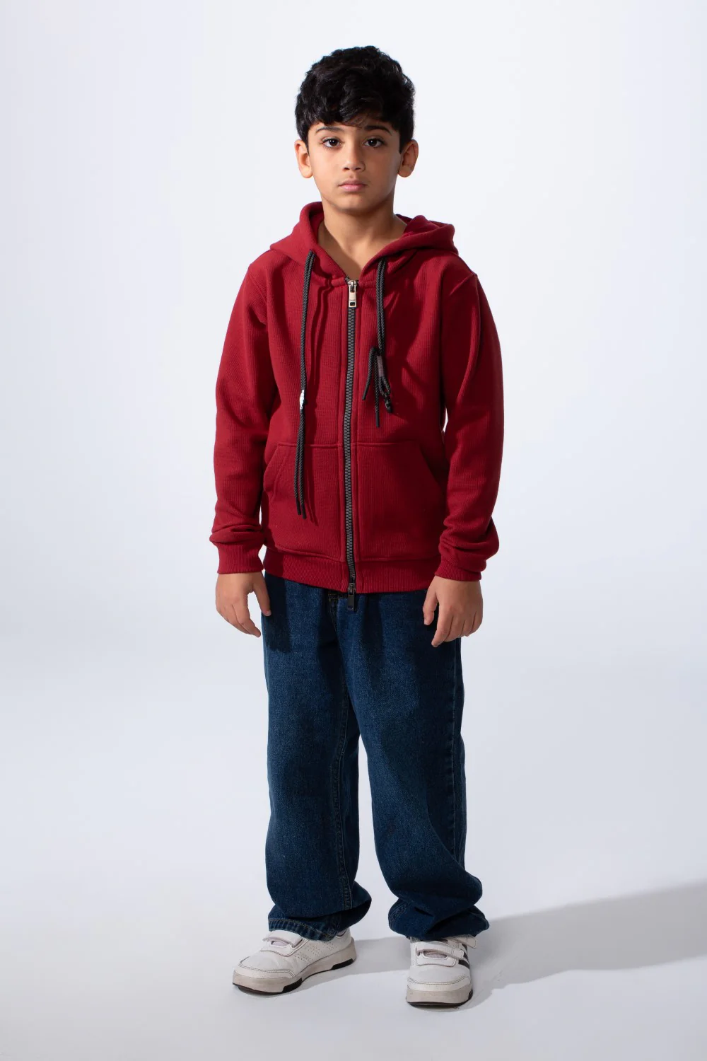 Boy’s Slim Fit Full Front Zipper Plain Essential Hood Sweatshirt - Image 16