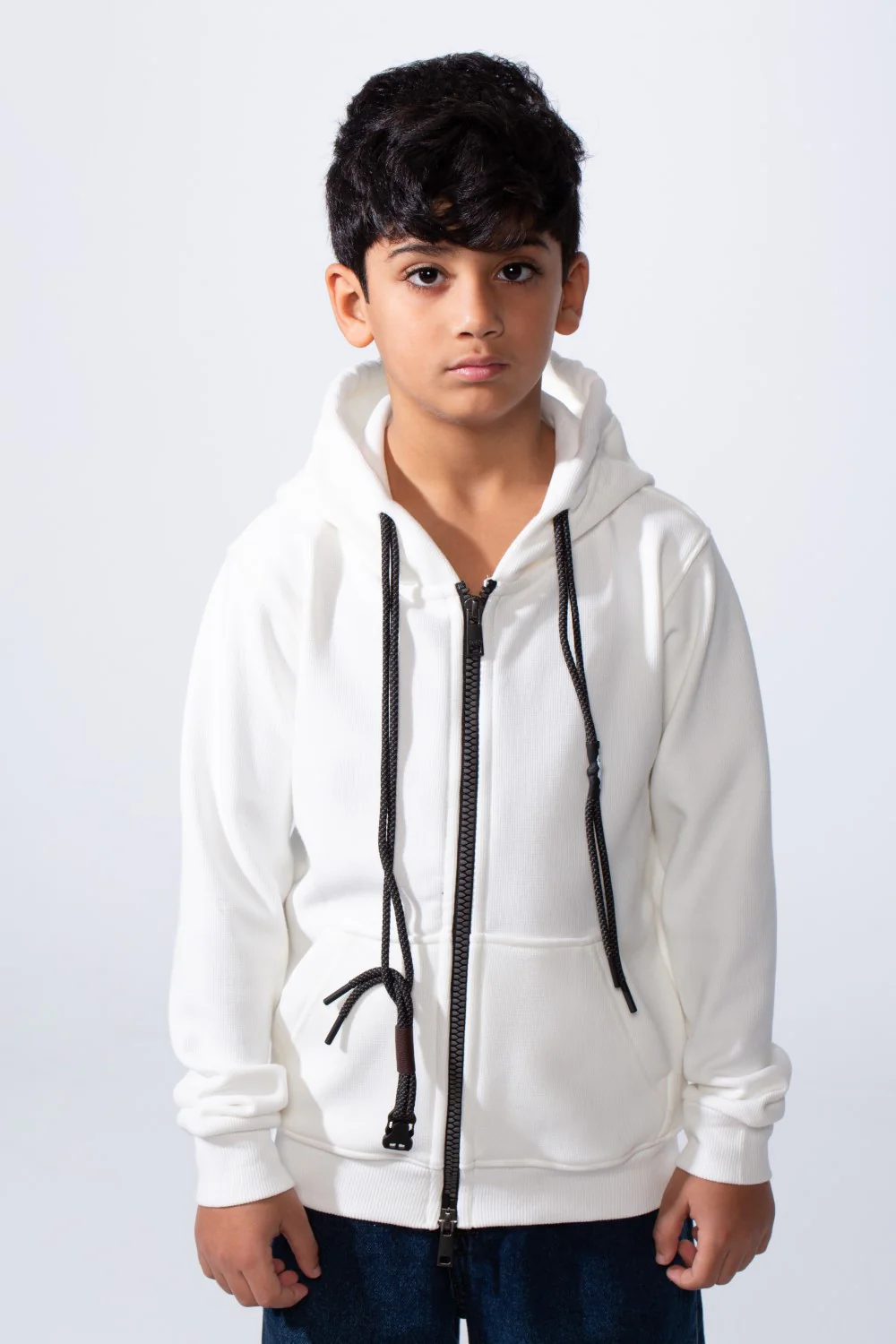Boy’s Slim Fit Full Front Zipper Plain Essential Hood Sweatshirt - Image 9
