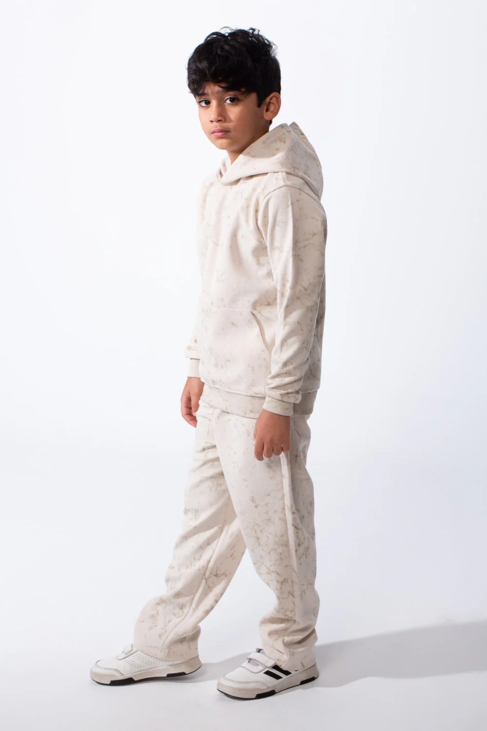 Boy’s Slim Fit Melton Marble Print Two Pieces Outfit Set - Image 3
