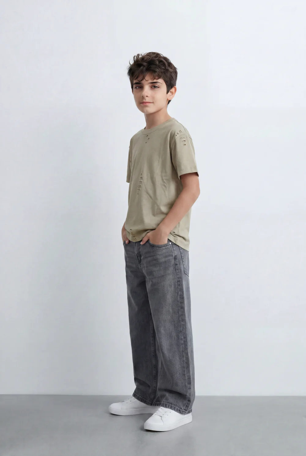 Boy’s Tomato Store Distressed T-Shirt Intentional Ripped Details Oversized Fit - Image 12