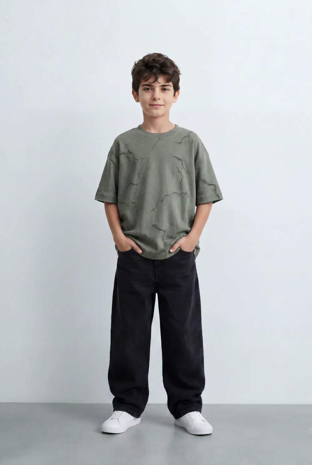 Boy'’s Tomato Store Oversized T-Shirt Deep Cloud Wash Effect Tonal All Over Texture - Image 7