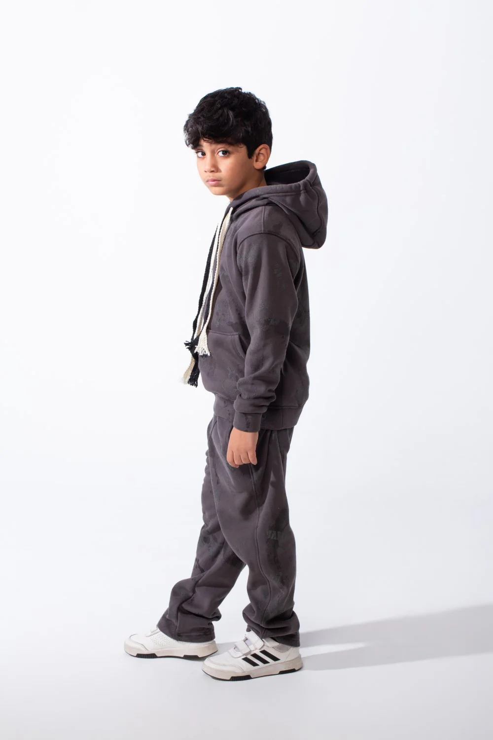 Boy’s Washed Effect Comfortable Casual Melton Slim Fit Outfit with Unique All-Over Print - Image 3