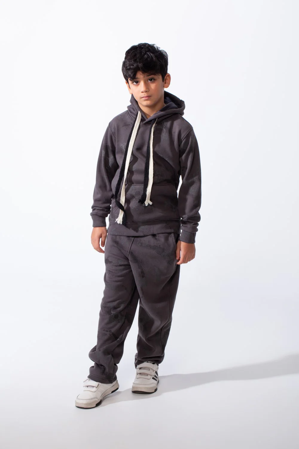 Boy’s Washed Effect Comfortable Casual Melton Slim Fit Outfit with Unique All-Over Print - Image 4
